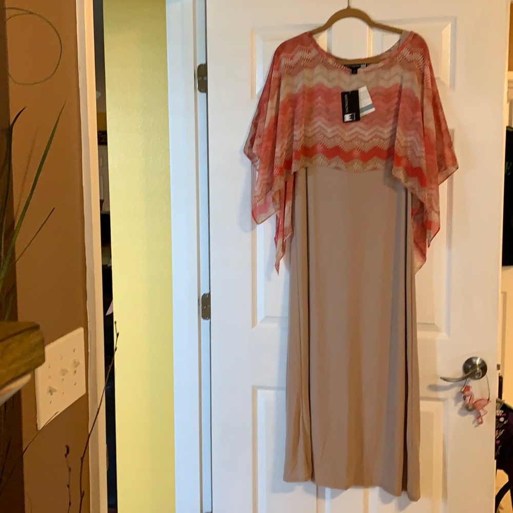 NWT Anthony Original Tan & Orange  Maxi Dress Sz M